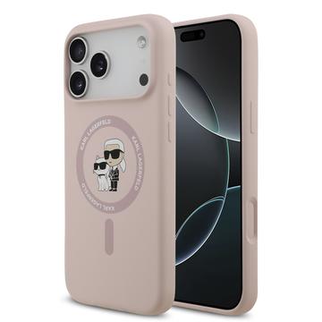 iPhone 17 Pro Max Karl Lagerfeld Karl and Choupette MagSafe Cover i flydende silikone - Pink