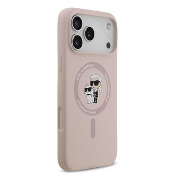 iPhone 17 Pro Max Karl Lagerfeld Karl and Choupette MagSafe Cover i flydende silikone - Pink