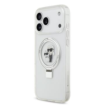 iPhone 17 Pro Max Karl Lagerfeld Ringstand Karl & Choupette Mag Case - Hvid