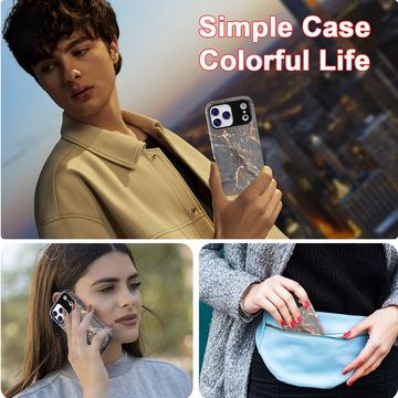 iPhone 17 Pro Max luksus marmor hybrid cover - sort / guld
