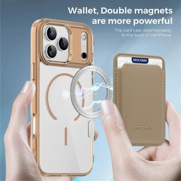 iPhone 17 Pro Max MagSafe Cover med kortholder - Ørkenguld / Gennemsigtig