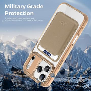iPhone 17 Pro Max MagSafe Cover med kortholder - Ørkenguld / Gennemsigtig
