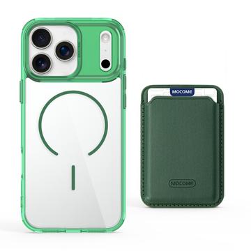 iPhone 17 Pro Max MagSafe Cover med kortholder - grøn / gennemsigtig
