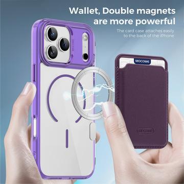 iPhone 17 Pro Max MagSafe Cover med kortholder - lilla / gennemsigtig