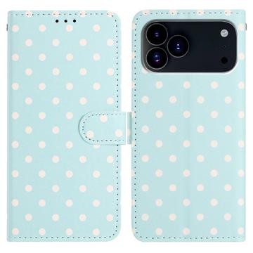 iPhone 17 Pro Max Pung Etui med Prikket Mønster - Blå
