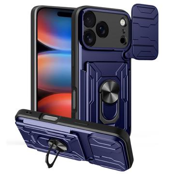 iPhone 17 Pro Max Roterende Ring Hybrid Cover med Kameraskjold - Blå