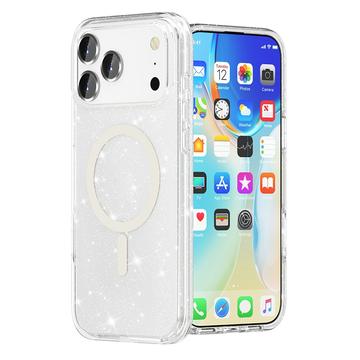 iPhone 17 Pro Max Stylish Glitter Series Hybrid Cover - MagSafe kompatibel - Hvid