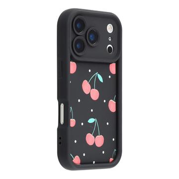 iPhone 17 Pro Max Stilfuldt stødsikkert TPU cover med forhøjede kanter - Sort / Kirsebær