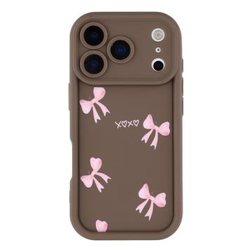 iPhone 17 Pro Max Stilfuldt stødsikkert TPU cover med forhøjede kanter - Brun / Sløjfe