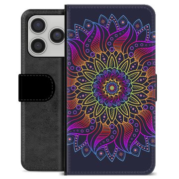 iPhone 17 Pro Premium Flip Cover med Pung - Farverig Mandala