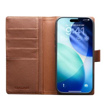 iPhone 17 Pro Qialino 2-i-1 aftagelig pung læderetui - MagSafe-kompatibel - Brun