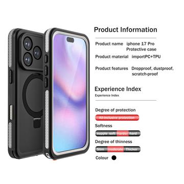 iPhone 17 Pro Redpepper IP68 MagSafe vandtæt cover med kickstand - Sort