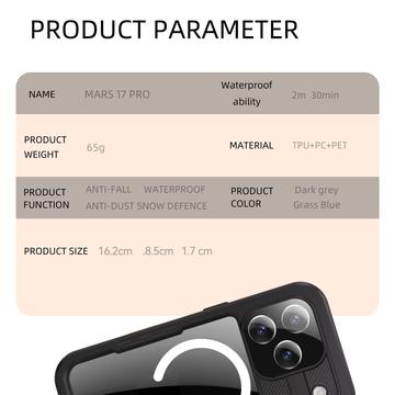 iPhone 17 Pro Redpepper IP68 Magnetisk Vandtæt Cover - Sort