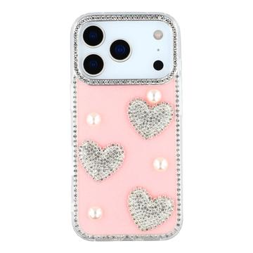 iPhone 17 Pro Funklende Kærlighed og Perle Hybrid Cover - Pink