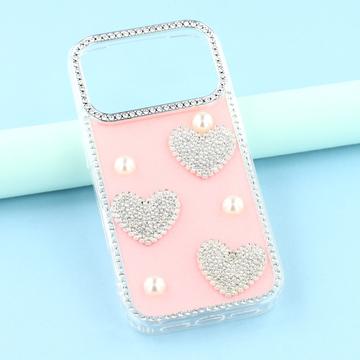 iPhone 17 Pro Funklende Kærlighed og Perle Hybrid Cover - Pink