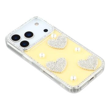 iPhone 17 Pro Funklende Kærlighed og Perle Hybrid Cover - Gul