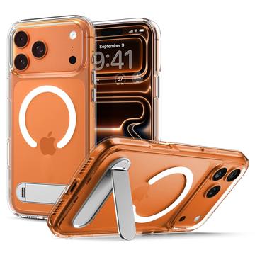 iPhone 17 Pro Spigen Ultra Hybrid S Mag MagSafe Cover med støttefod - hvid / klar