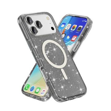iPhone 17 Pro Stylish Glitter Series Hybrid Cover - MagSafe kompatibel - Sort