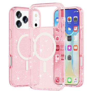 iPhone 17 Pro Stylish Glitter Series Hybrid Cover - MagSafe kompatibel - Pink