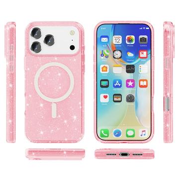 iPhone 17 Pro Stylish Glitter Series Hybrid Cover - MagSafe kompatibel - Pink