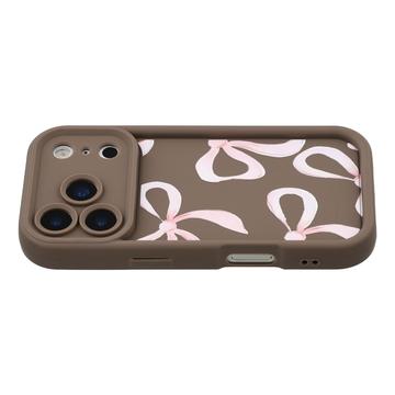 iPhone 17 Pro Stilfuldt stødsikkert TPU cover med forhøjede kanter - Brun / Stor sløjfe