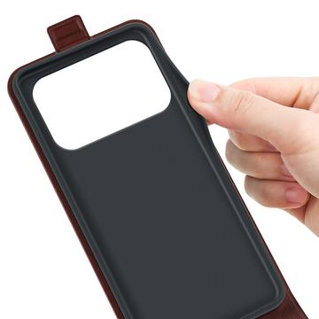iPhone 17 Pro Vertikal Flip Etui med Kortholder - Brun