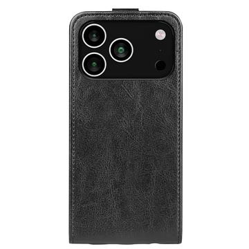 iPhone 17 Pro Vertikal Flip Etui med Kortholder - Sort
