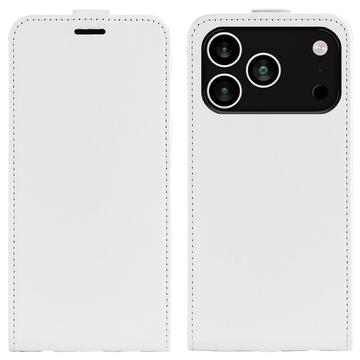 iPhone 17 Pro Vertikal Flip Etui med Kortholder - Hvid
