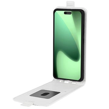 iPhone 17 Pro Vertikal Flip Etui med Kortholder - Hvid