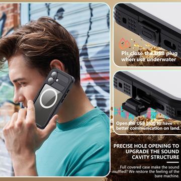 iPhone 17 Redpepper IP68 Magnetisk Vandtæt Cover - Sort