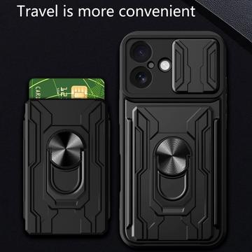 iPhone 17 Roterende Ring Hybrid Cover med Kameraskjold - Blå