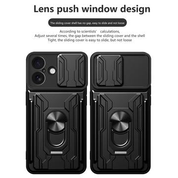 iPhone 17 Roterende Ring Hybrid Cover med Kameraskjold - Rødguld