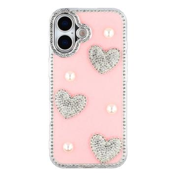 iPhone 17 Funklende Kærlighed og Perle Hybrid Cover - Pink