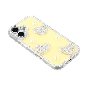 iPhone 17 Funklende Kærlighed og Perle Hybrid Cover - Gul