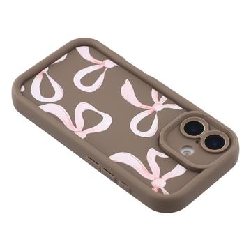 iPhone 17 Stilfuldt stødsikkert TPU cover med forhøjede kanter - Brun / Stor sløjfe