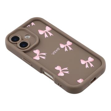 iPhone 17 Stilfuldt stødsikkert TPU cover med forhøjede kanter - Brun / Sløjfe