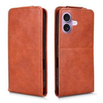 iPhone 17 lodret flip-etui med stativ - Brun