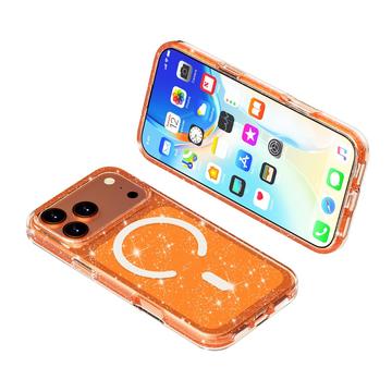 iPhone 18 Pro Max Stylish Glitter Series Hybrid Cover - MagSafe kompatibel - Orange