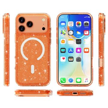 iPhone 18 Pro Stylish Glitter Series Hybrid Cover - MagSafe kompatibel - Orange