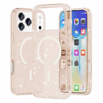 iPhone 18 Pro Stylish Glitter Series Hybrid Cover - MagSafe kompatibel - Guld