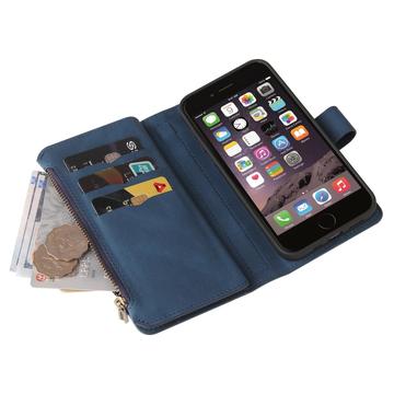 iPhone 6/7/8/SE (2020)/SE (2022) Flip Cover m. strop, pung og kortholdere - blå