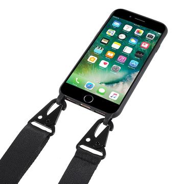 iPhone 7/8/SE (2020)/SE (2022) fleksibelt etui med skulderrem - sort