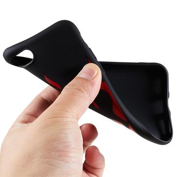 iPhone 7/8/SE (2020)/SE (2022) Silikone Cover med Flammer - sort