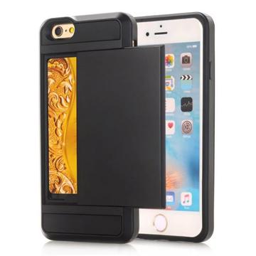 iPhone 7/8/SE (2020)/SE (2022) Hybrid Cover med Glidende Kortslot - Sort