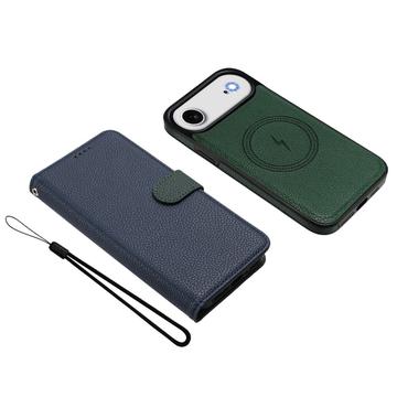 iPhone Air aftageligt pungetui med MagSafe, RFID-beskyttelse og håndrem - blå / grøn