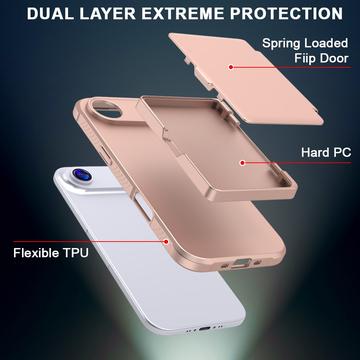 iPhone Air Hybrid Cover med Spejl og Kortholder - Pink