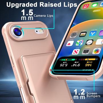 iPhone Air Hybrid Cover med Spejl og Kortholder - Pink