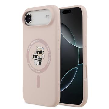 iPhone Air Karl Lagerfeld Karl and Choupette MagSafe Cover i flydende silikone - Pink