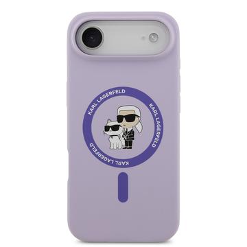 iPhone Air Karl Lagerfeld Karl and Choupette MagSafe Cover i flydende silikone - Lilla