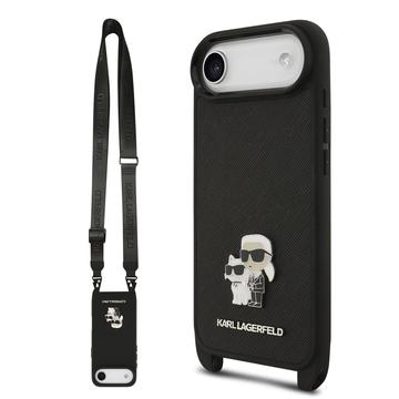 iPhone Air Karl Lagerfeld Saffiano Crossbody Metal Karl & Choupette Cover - Sort